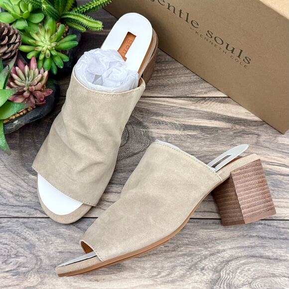 gentle souls Shoes - NIB Gentle Souls by Kenneth Cole 9M Chas Comfort Open Toe Heeled Sandals Suede